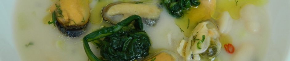 Zuppa di Fagioli cannellini, patate, cozze e scarola